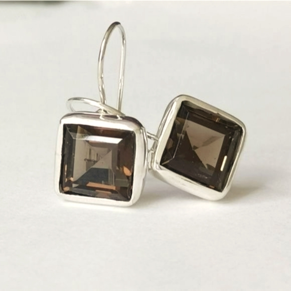 Smokey Topaz Smoky Quartz drop earrings in Sterling Silver 🆕